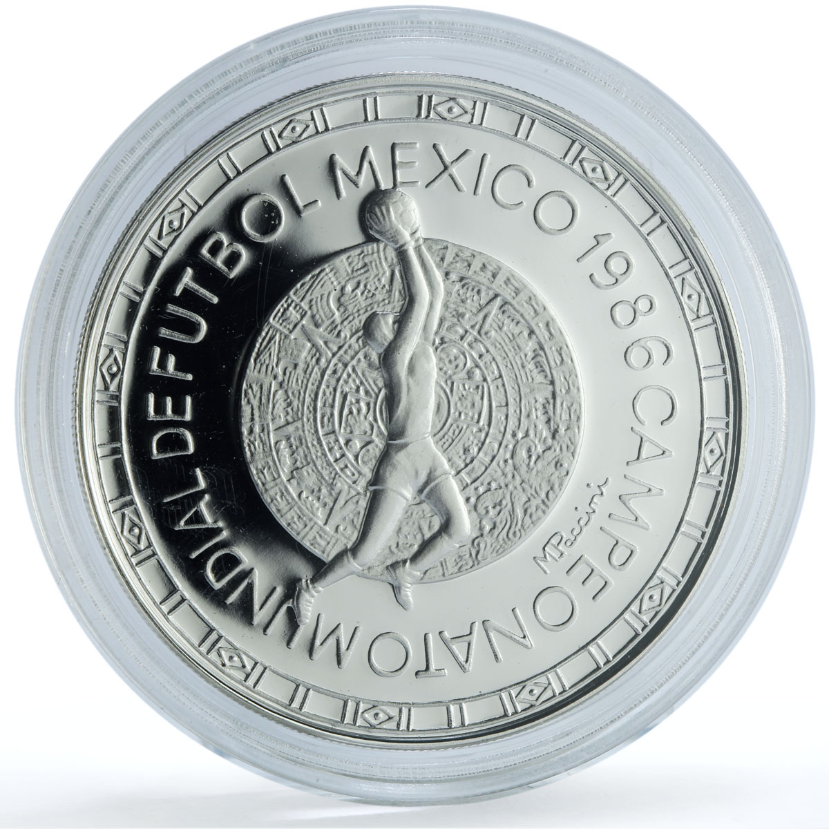 Mexico Football World Cup Champion Goalkeeper Aztec Calendar silver medal 1986