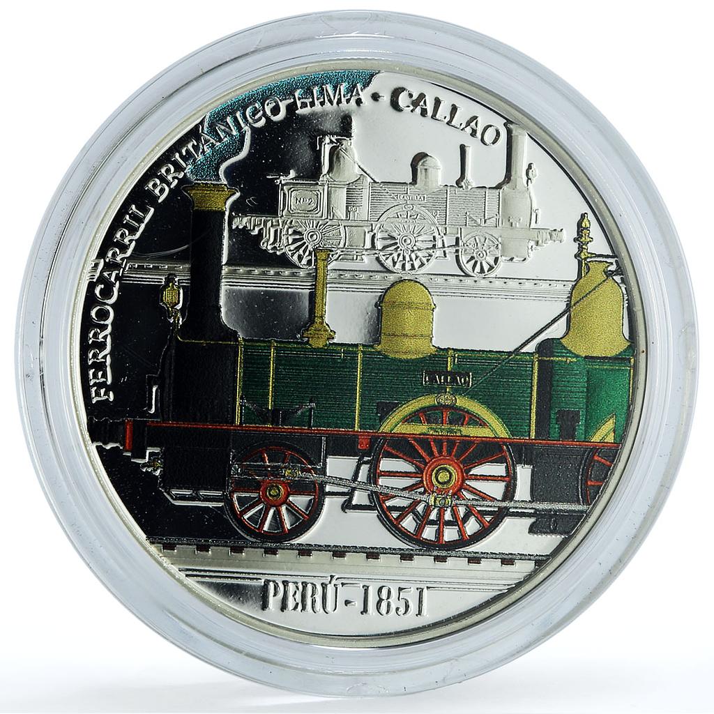 Peru 1 sol Ibero-American Railways Coloured KM-421 Trains proof silver coin 2019