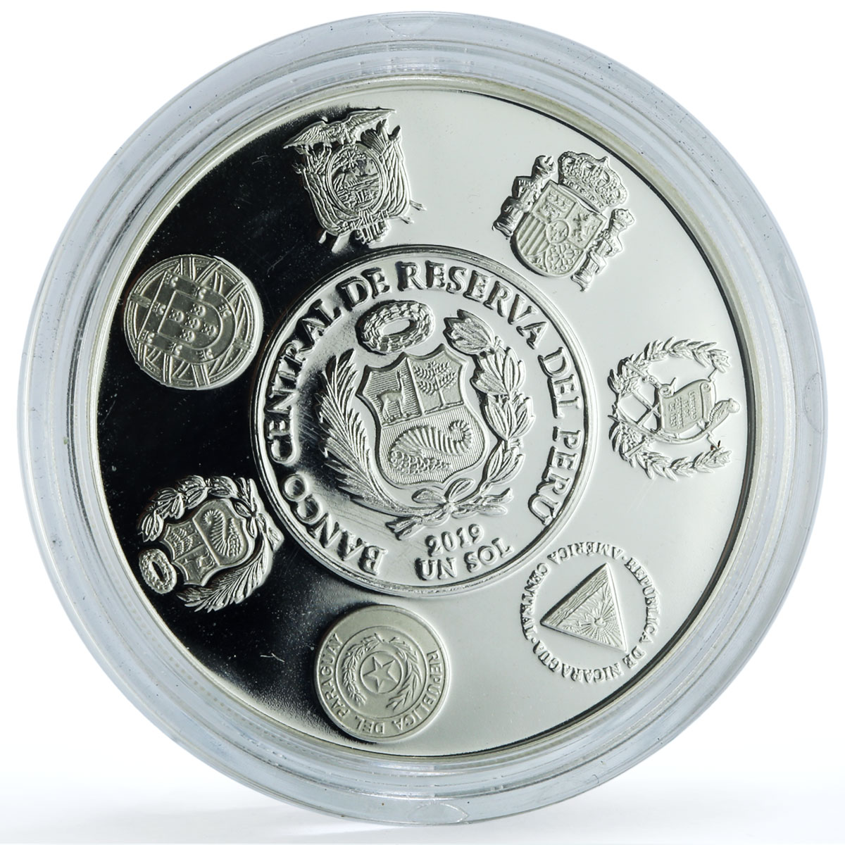 Peru 1 sol Ibero-American Railways Coloured KM-421 Trains proof silver coin 2020