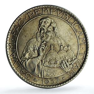 San Marino 20 lire Republic Rome Mint KM-11a silver coin 1937