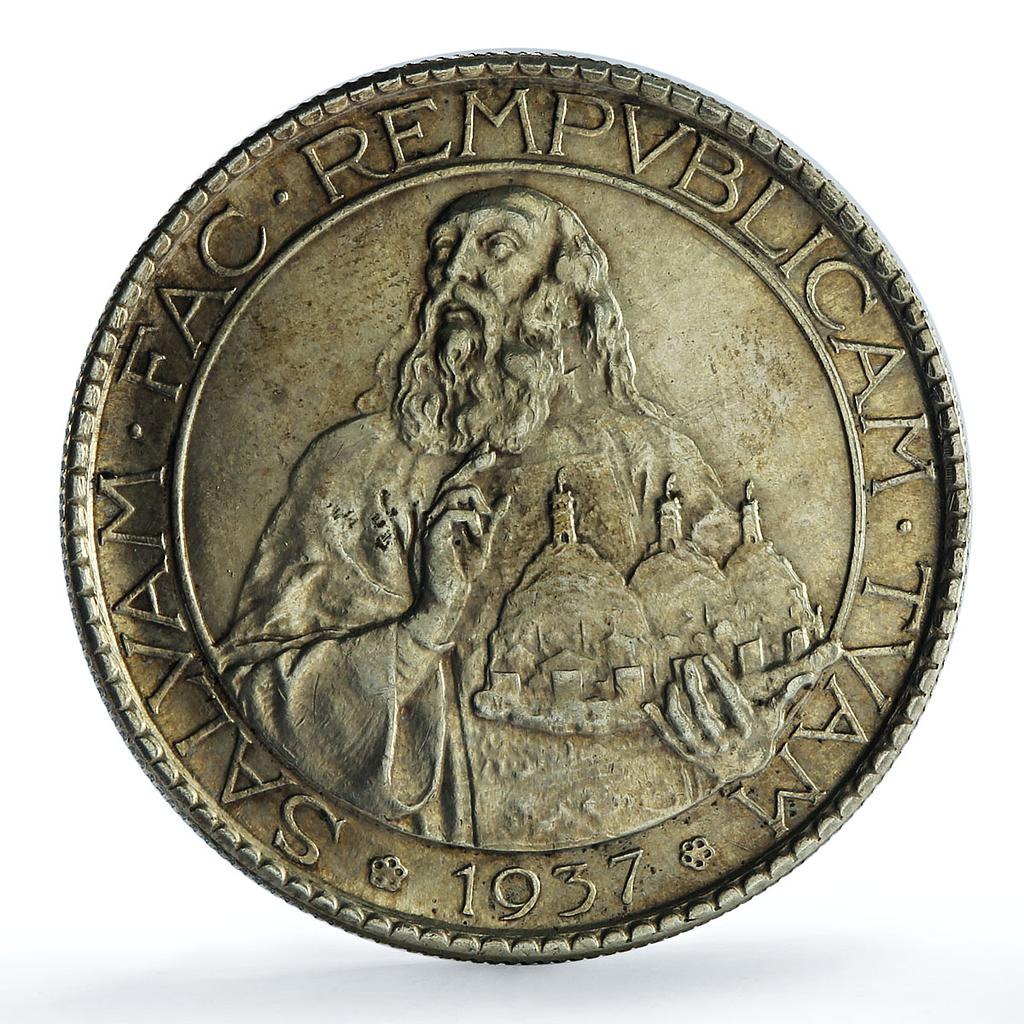 San Marino 20 lire Republic Rome Mint KM-11a silver coin 1937