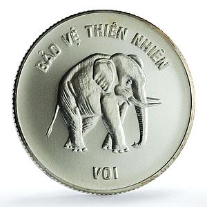 Vietnam 100 dong Elephant KM-21 Wildlife Protection Fauna silver coin 1986