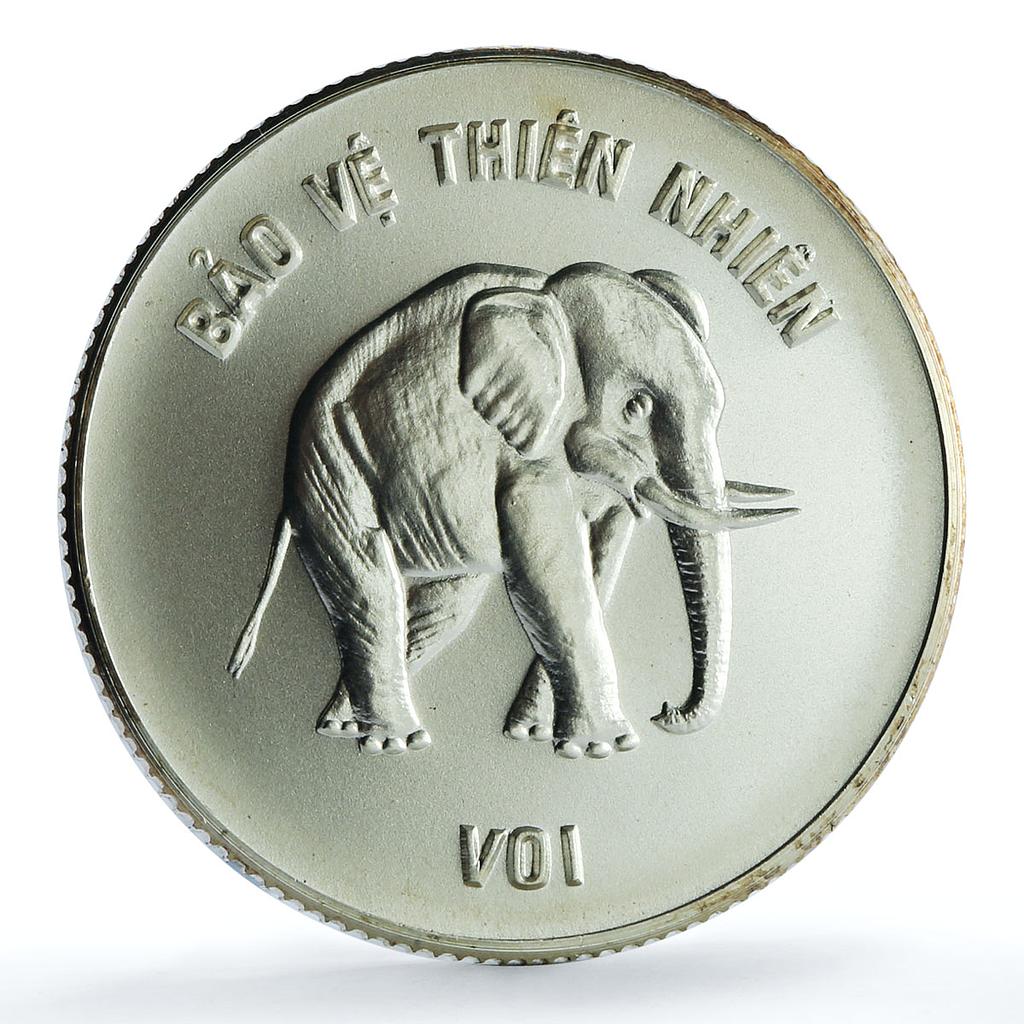 Vietnam 100 dong Elephant KM-21 Wildlife Protection Fauna silver coin 1986