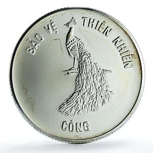Vietnam 100 dong Peacock KM-20 Wildlife Protection Fauna Bird silver coin 1986