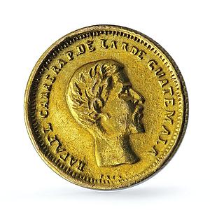 Guatemala 4 reales Rafael Carrera Cuatro KM-135 gold coin 1864 R