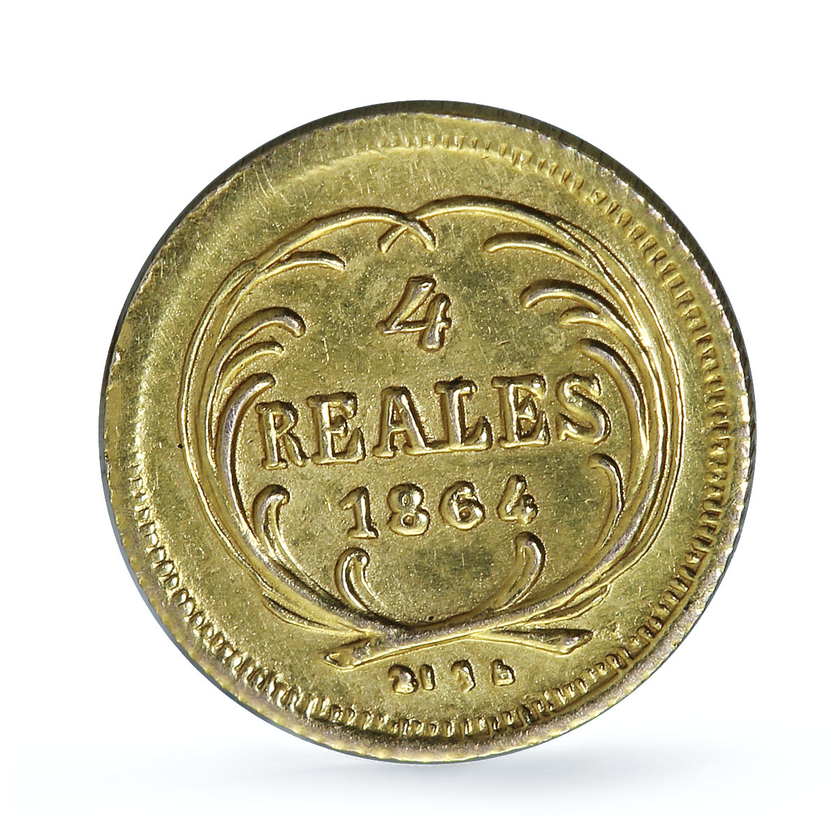 Guatemala 4 reales Rafael Carrera Cuatro KM-135 gold coin 1864 R Guatemala 4 reales Rafael Carrera Cuatro KM-135 gold coin 1864 R
