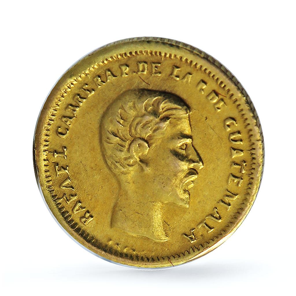 Guatemala 4 reales Rafael Carrera Cuatro KM-135 gold coin 1864 R