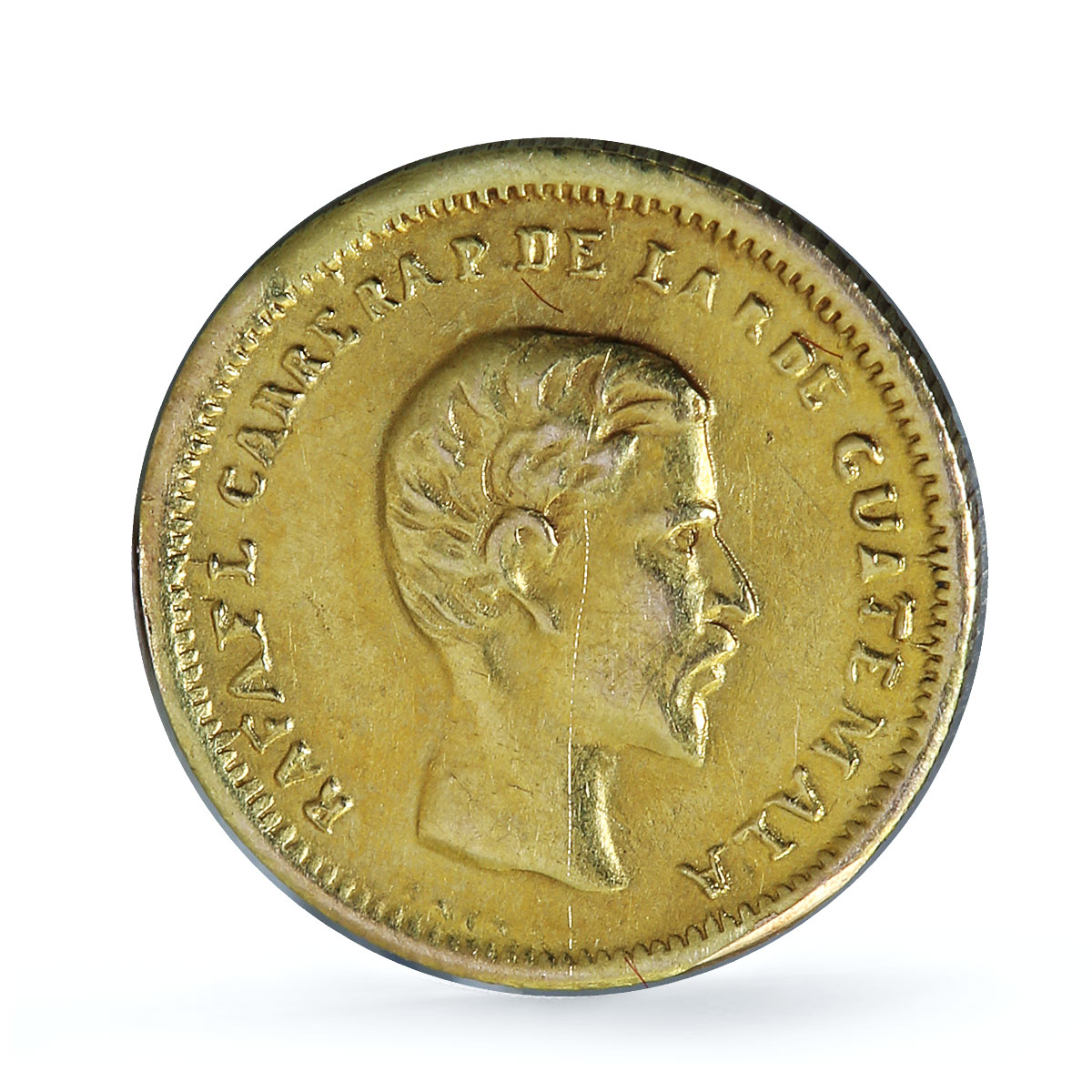 Guatemala 4 reales Rafael Carrera Cuatro KM-135 gold coin 1864 R