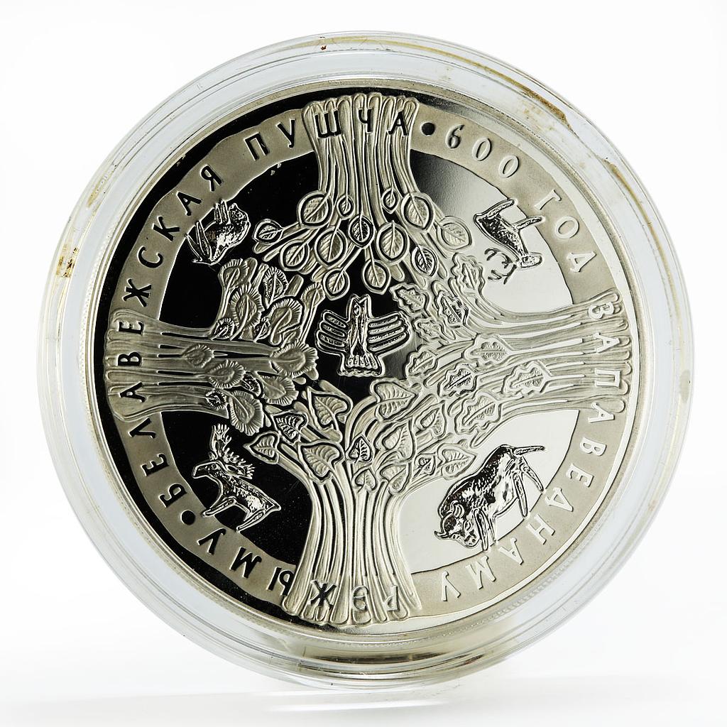 Belarus 20 rubles 600th Belovezhskaya Pushcha Wildlife silver coin 2009