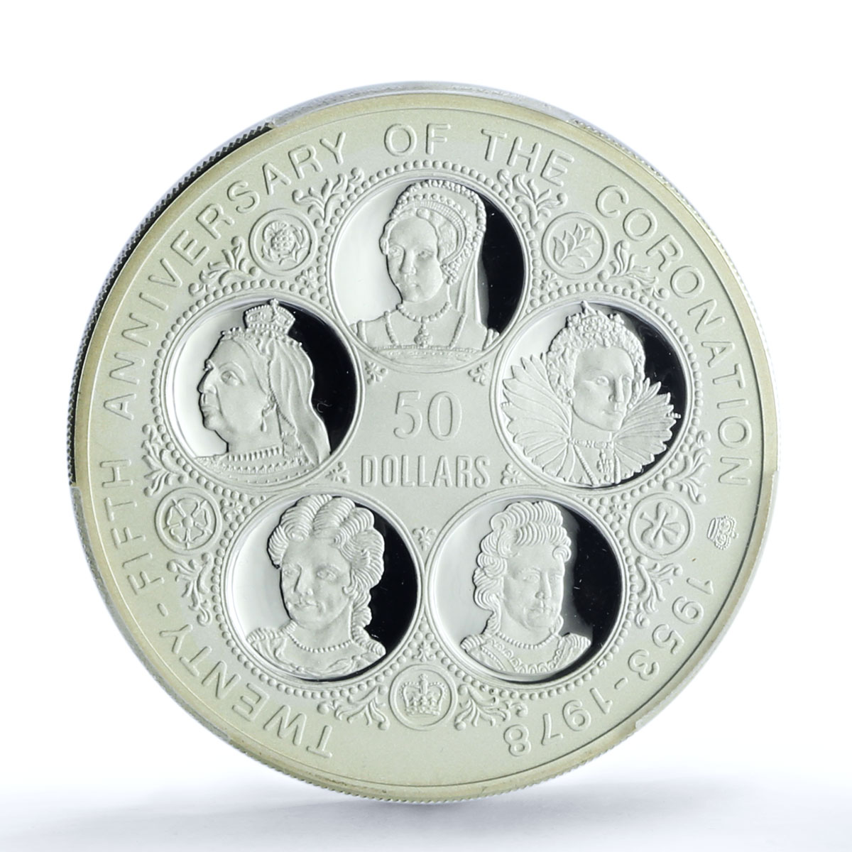 Cayman Islands 50 dollars Coronation 25th Anniversary Queens PR70 PCGS coin 1978
