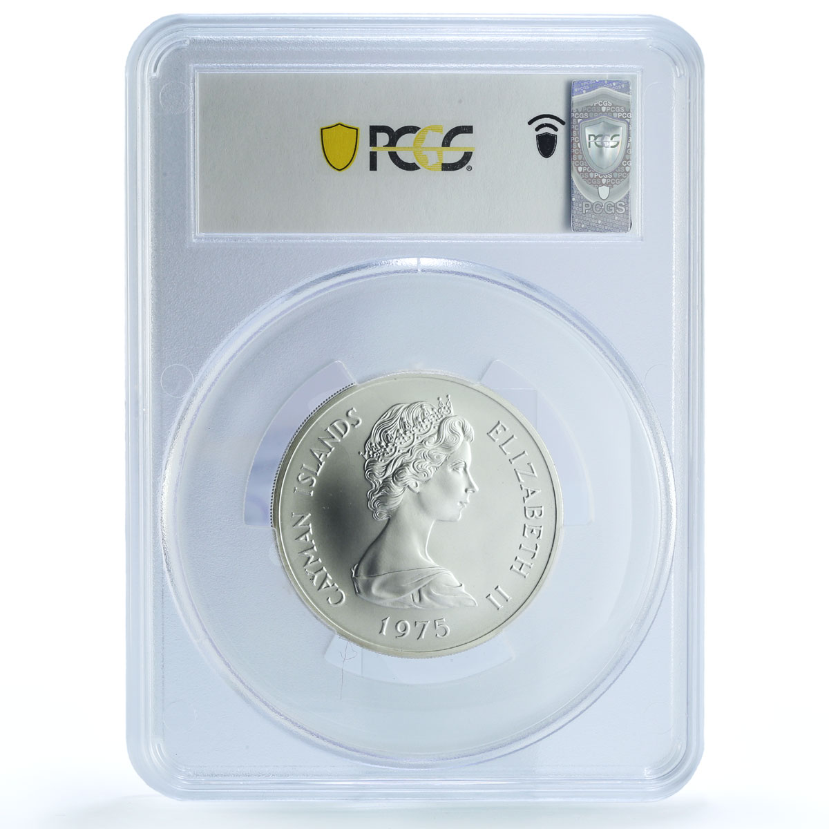 Cayman Islands 50 dollars Queens of England History MS70 PCGS silver coin 1975