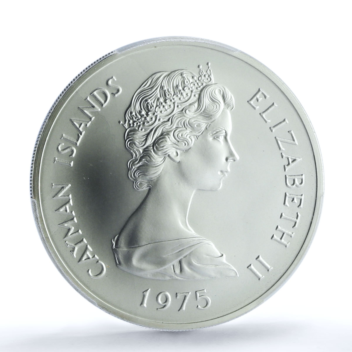 Cayman Islands 50 dollars Queens of England History MS70 PCGS silver coin 1975