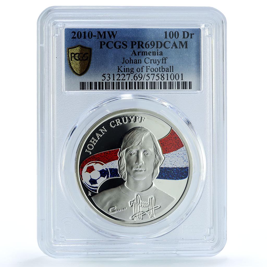 Armenia 100 dram Johan Cruyff Kings of Football PR 69 PCGS silver coin 2010