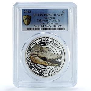 Australia 1 dollar Saltwater Crocodile KM-2029 Fauna PR 69 PCGS silver coin 2013