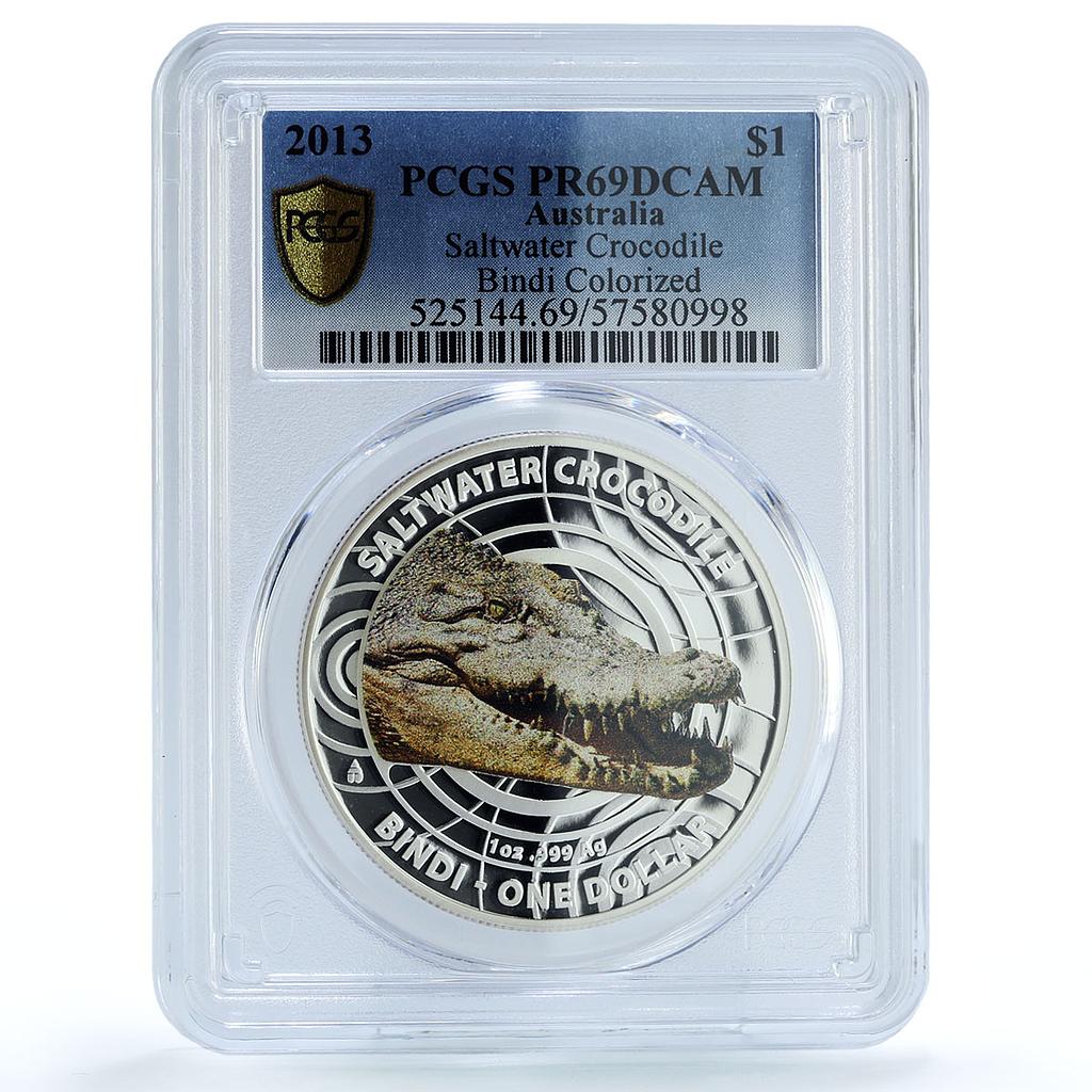 Australia 1 dollar Saltwater Crocodile KM-2029 Fauna PR 69 PCGS silver coin 2013
