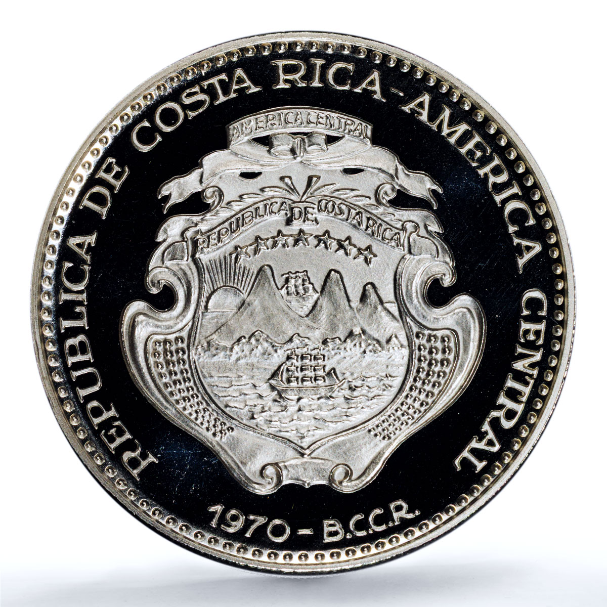 Costa Rica 10 colones Unification KM-192 History Tree PR69 PCGS silver coin 1970