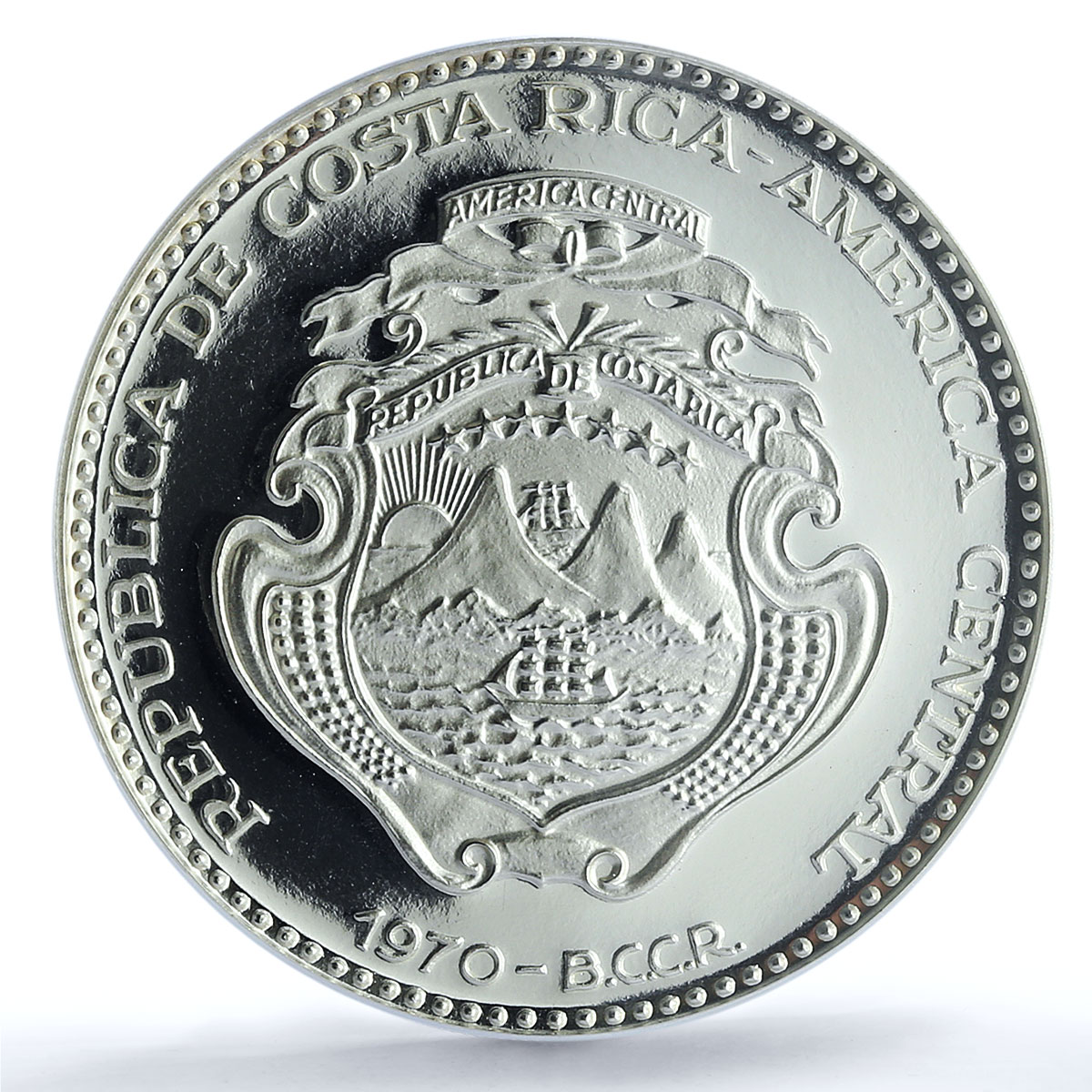 Costa Rica 10 colones Unification KM-192 History Tree PR69 PCGS silver coin 1970