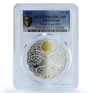 Kazakhstan 777 tenge Omir Shejiresi KM-544 Tree PR 69 PCGS silver coin 2021
