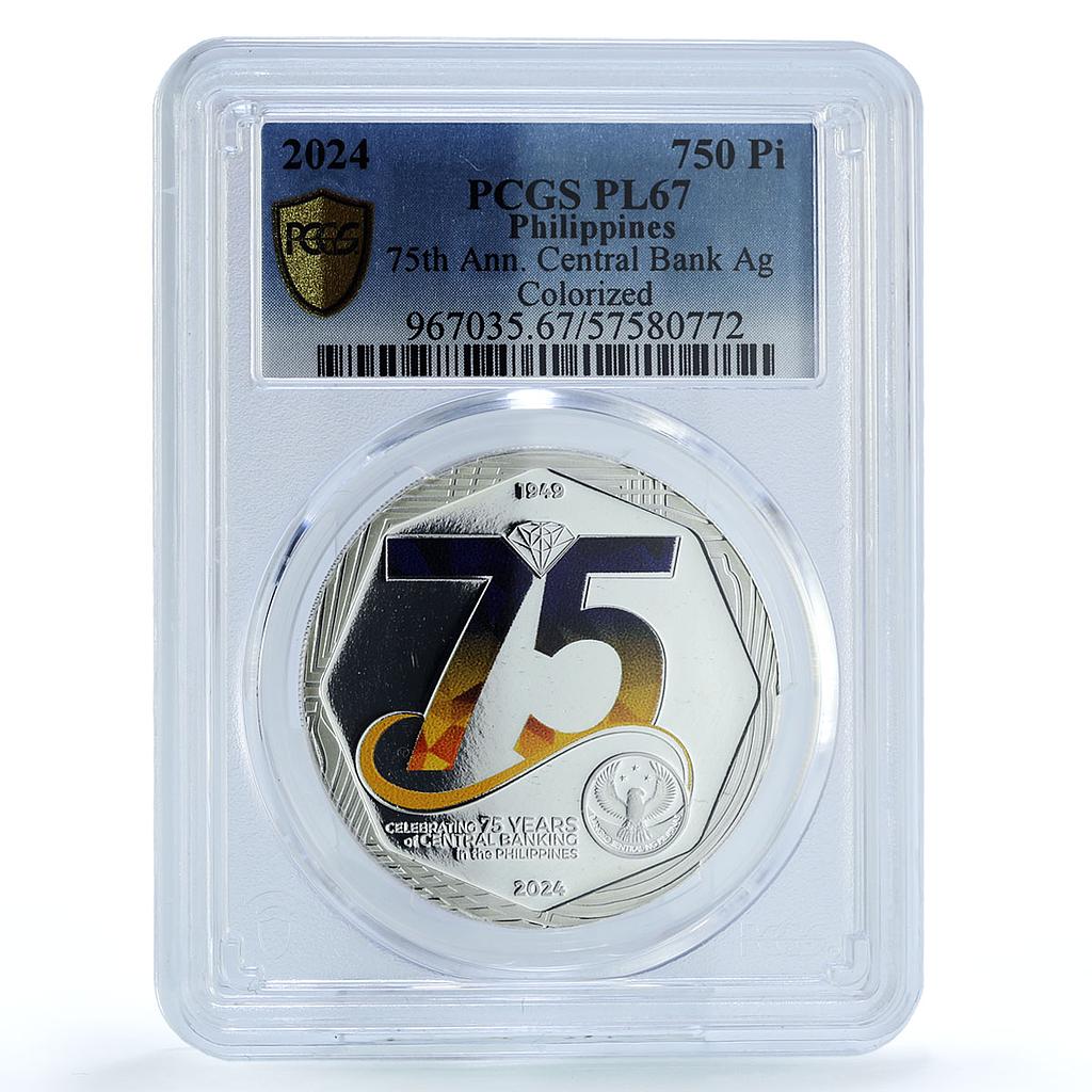 Philippines 750 piso Central Banking Anniversary PL 67 PCGS silver coin 2024