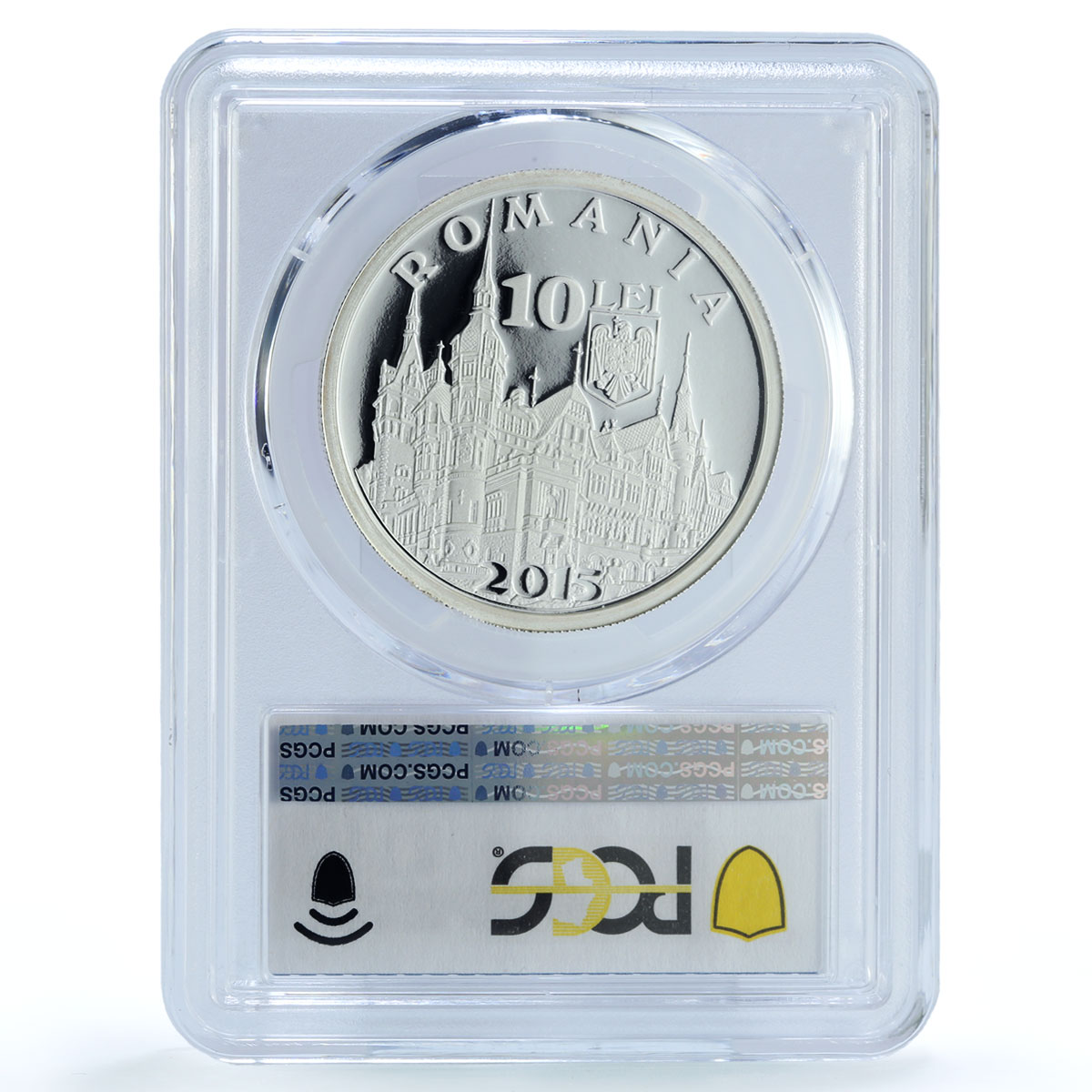 Romania 10 lei Peles Palace KM-399 Architecture PR 70 PCGS silver coin 2015