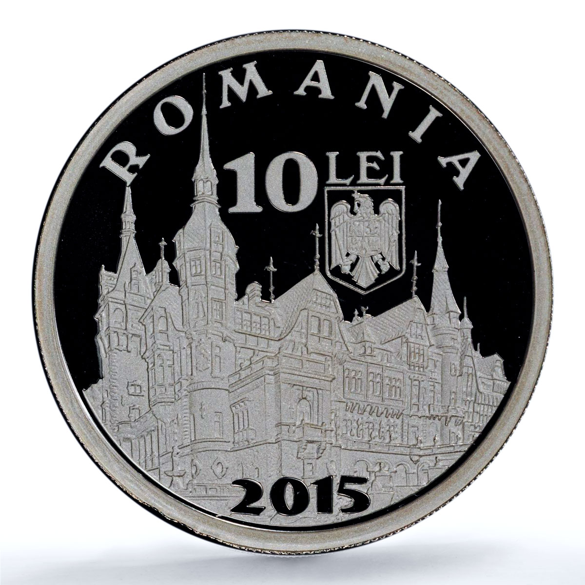 Romania 10 lei Peles Palace KM-399 Architecture PR 70 PCGS silver coin 2015