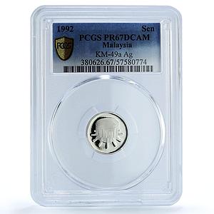 Malaysia 1 sen Republic KM-49a PR 67 PCGS silver coin 1992