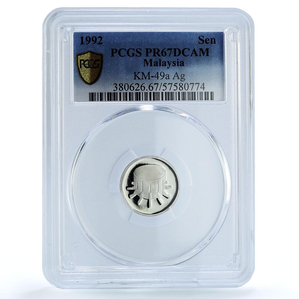 Malaysia 1 sen Republic KM-49a PR 67 PCGS silver coin 1992