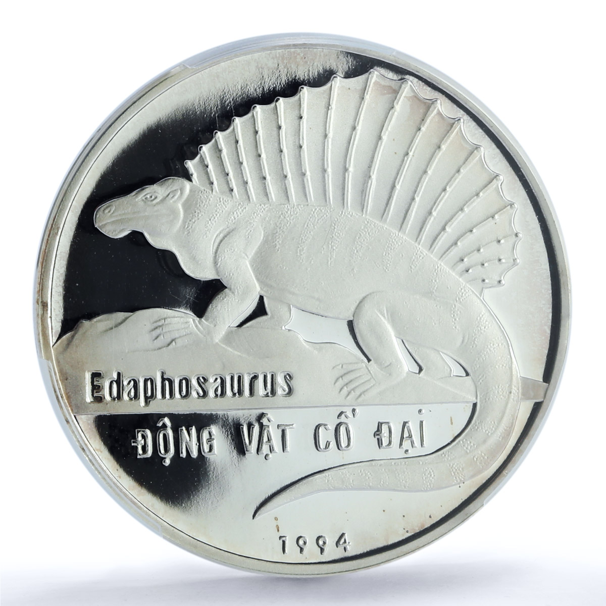 Vietnam 100 dong Edaphosaurus KM-45 Fauna Dinosaurs PR 68 PCGS silver coin 1994
