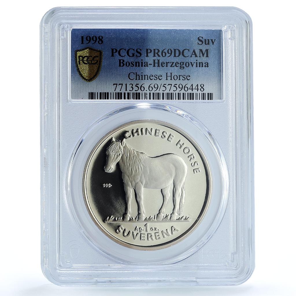 Bosnia Herzegovina 1 suverena Chinese Horse KM-108a PR 69 PCGS silver coin 1998