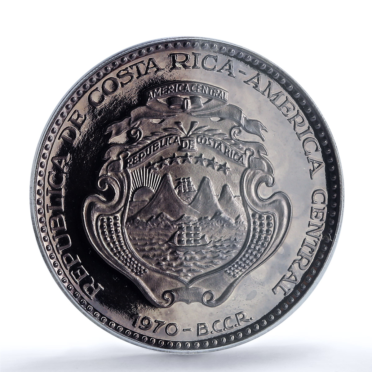 Costa Rica 10 colones Unification KM-192 History Tree PR68 PCGS silver coin 1970