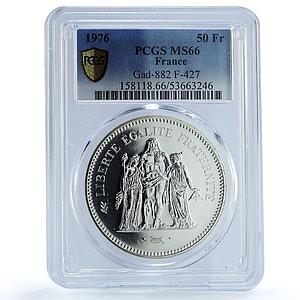France 50 francs Hercules Gad-882 F-427 KM-941 MS 66 PCGS silver coin 1976