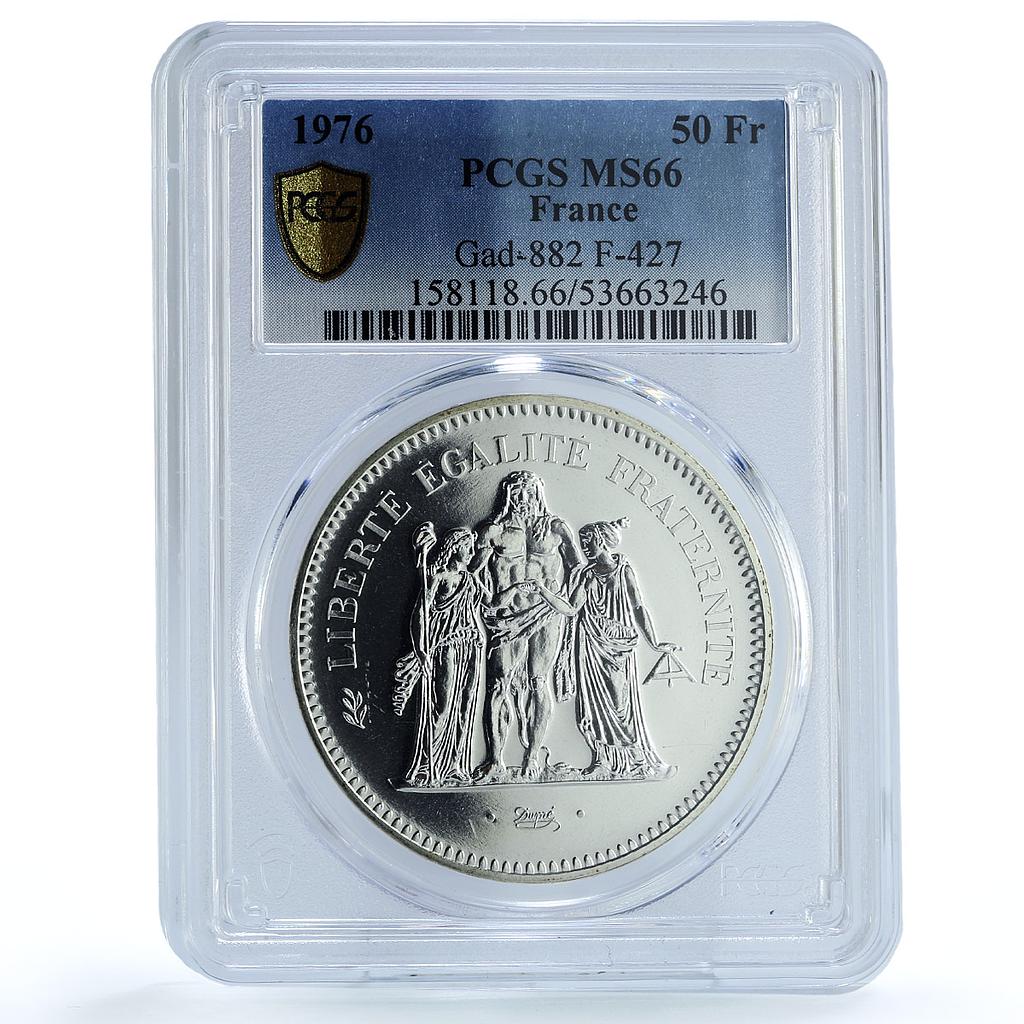 France 50 francs Hercules Gad-882 F-427 KM-941 MS 66 PCGS silver coin 1976