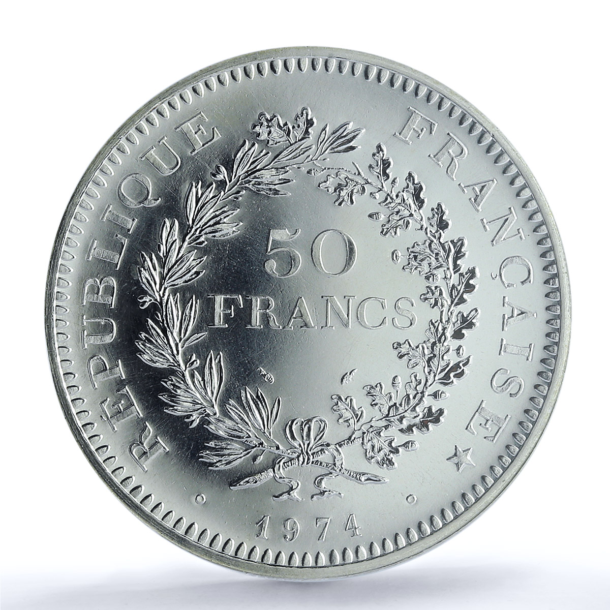 France 50 francs Hercules KM-941.1 Gad-882 F-427 MS 67 PCGS silver coin 1974