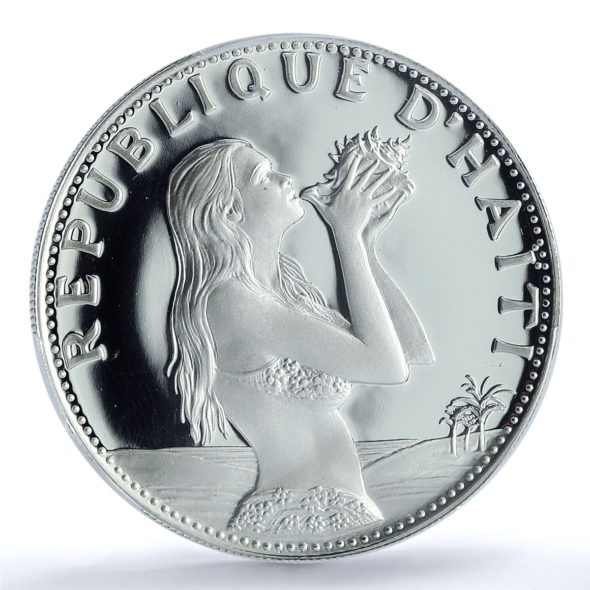 Haiti 50 gourdes Woman with Shell Mark Left KM-104.1 PR 69 PCGS silver coin 1973