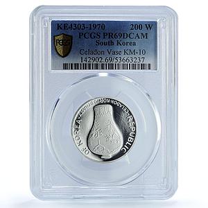 Korea South 200 won Celadon Vase KM-10 Crafts Art PR 69 PCGS silver coin 1970