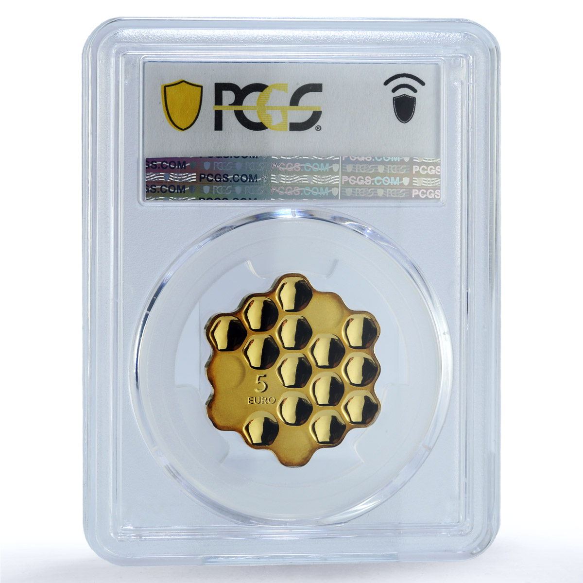 Latvia 5 euros Honeycomb Bees Gilt KM-201 PR 69 PCGS silver coin 2018 Latvia 5 euros Honeycomb Bees Gilt KM-201 PR 69 PCGS silver coin 2018