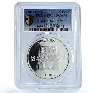 Mexico 5 pesos La Iglesia KM-946 Chichen Itza Church PR 69 PCGS silver coin 2012