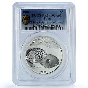 Palau 5 dollars Black Pearl KM-185 Marine Life Fauna PR 69 PCGS silver coin 2006