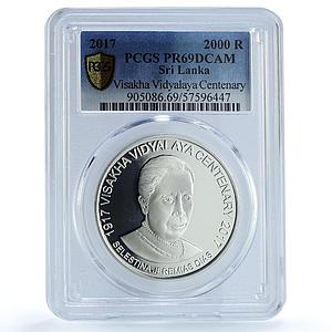 Sri Lanka 2000 rupees Visakha Vidyalaya Dias KM-225 PR 69 PCGS silver coin 2017