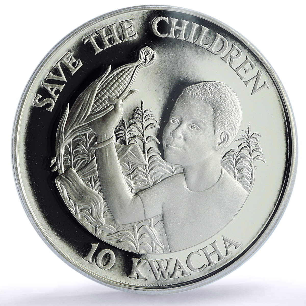 Zambia 10 kwacha Save the Children KM-27 UNICEF PR 66 PCGS silver coin 1989