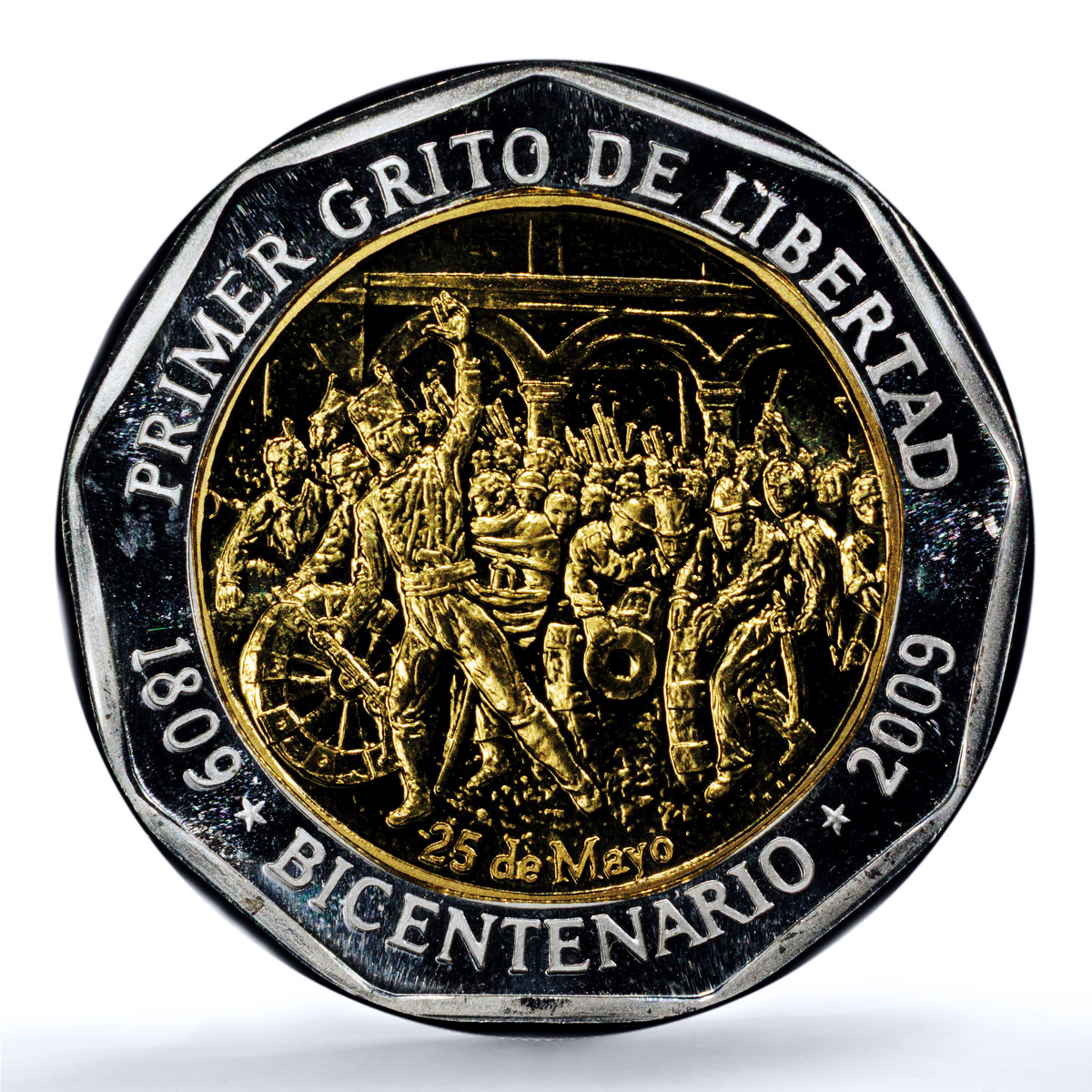 Bolivia Sucre Independence Revolution History MS 67 PCGS bimetal medal 2009