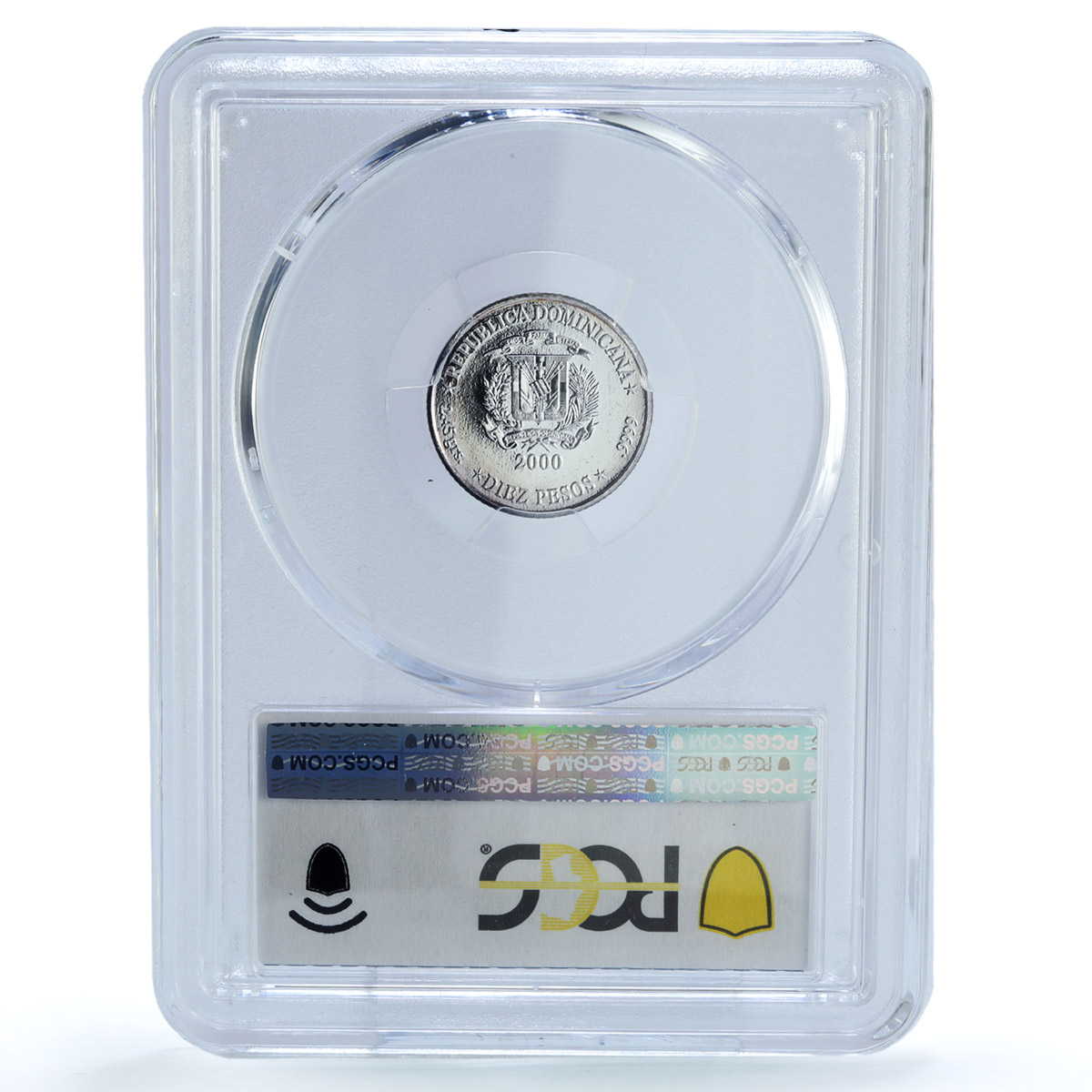 Dominican Rep. 10 pesos Iglesia Barbara KM-97 Church MS 63 PCGS silver coin 2000