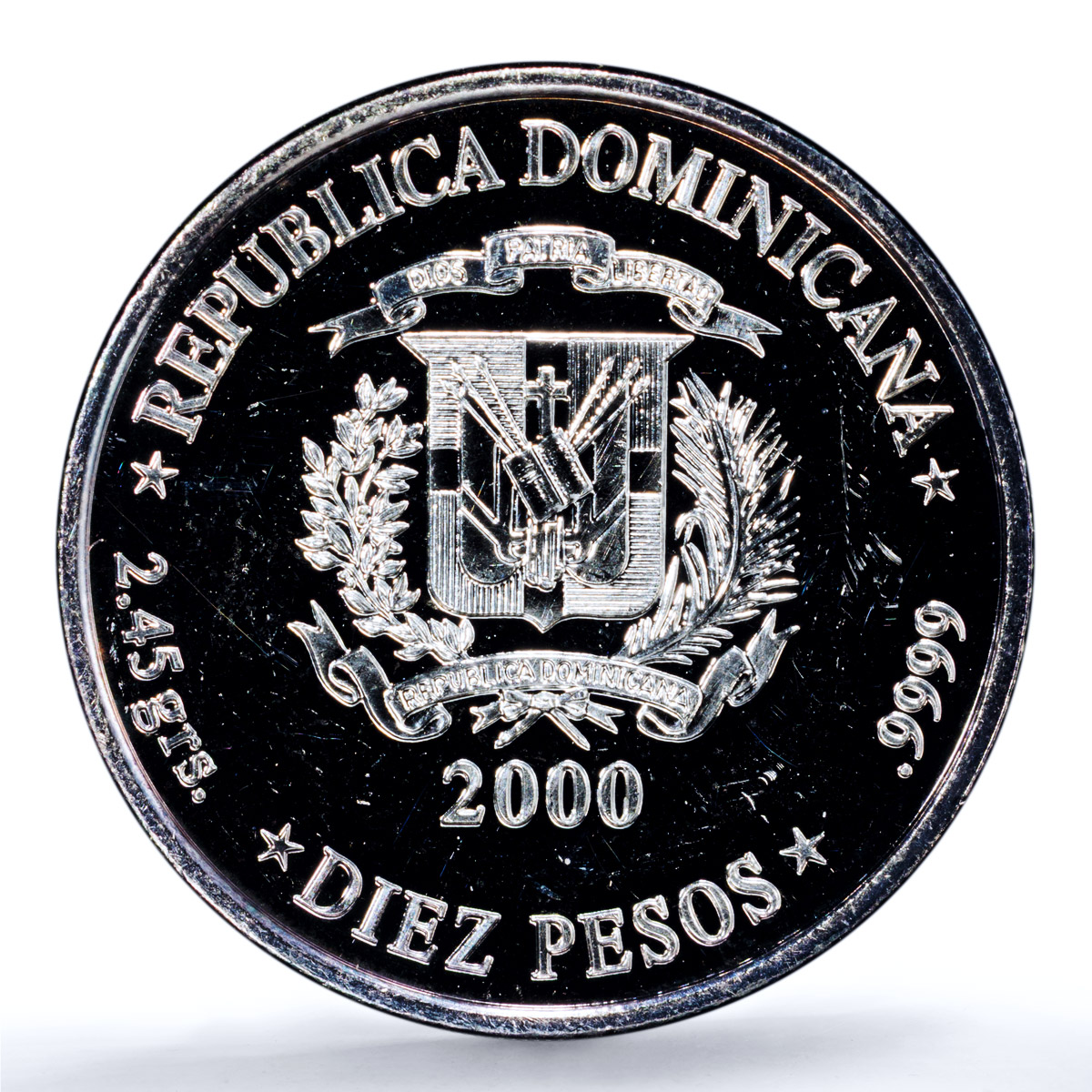 Dominican Rep. 10 pesos Iglesia Barbara KM-97 Church MS 63 PCGS silver coin 2000