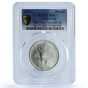 Guatemala Quetzal Monetary Unit Bird MS 67 PCGS silver medal 1974