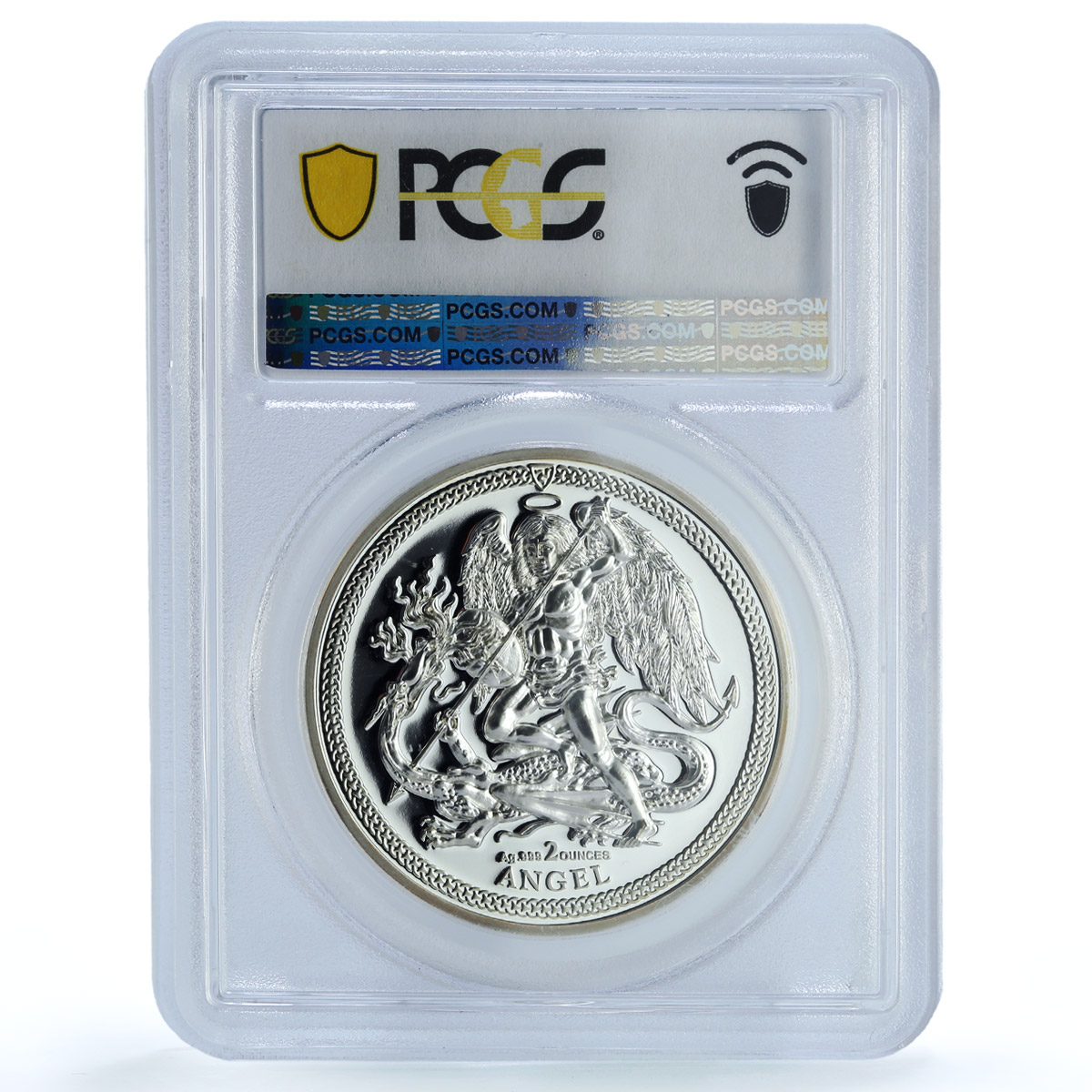 Isle of Man 1 angel Archangel Michael Piedfort KM-1611 PR69 PCGS silv. coin 2018