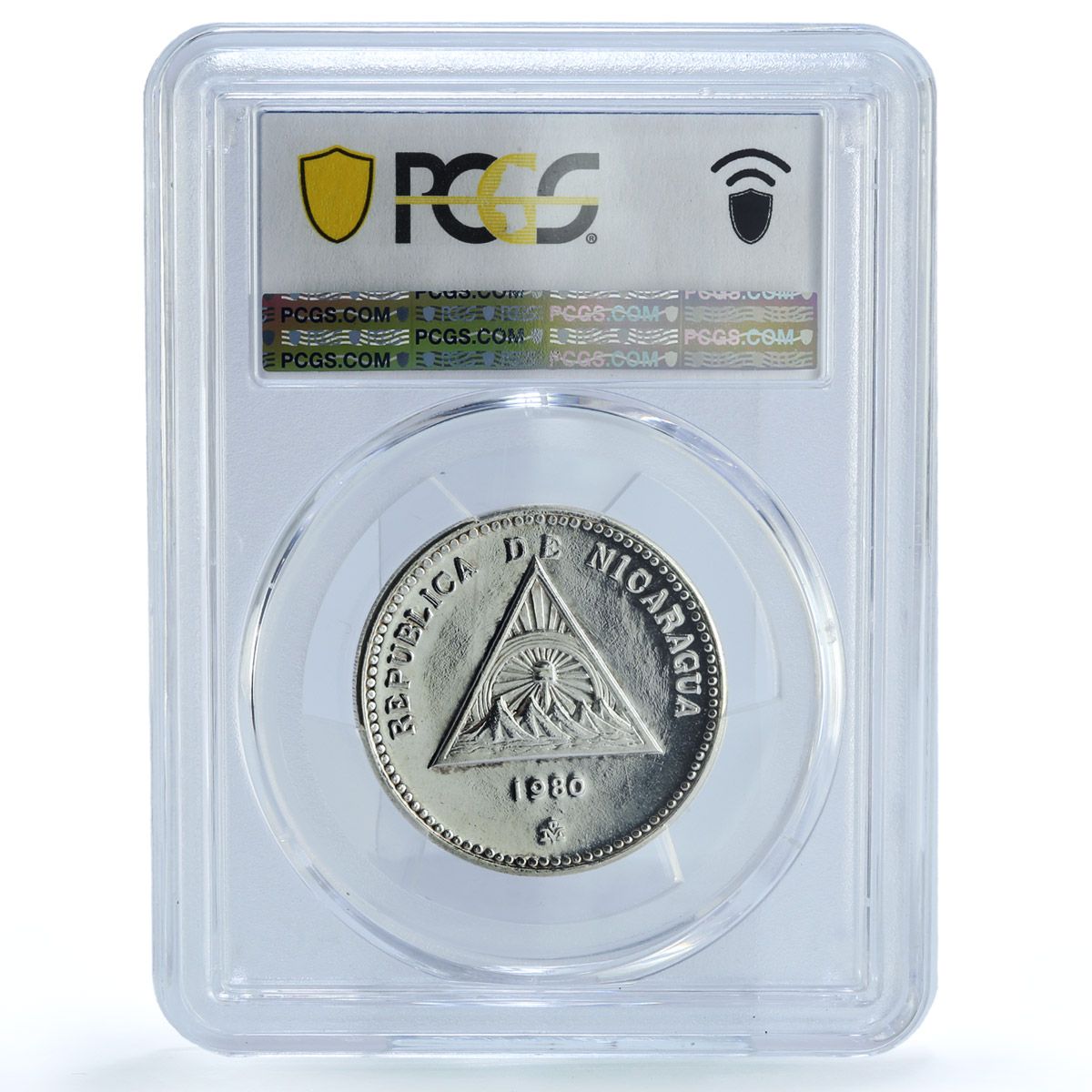 Nicaragua 500 cordobas Rigoberto Lopez Perez KM-47 PR 67 PCGS silver coin 1980