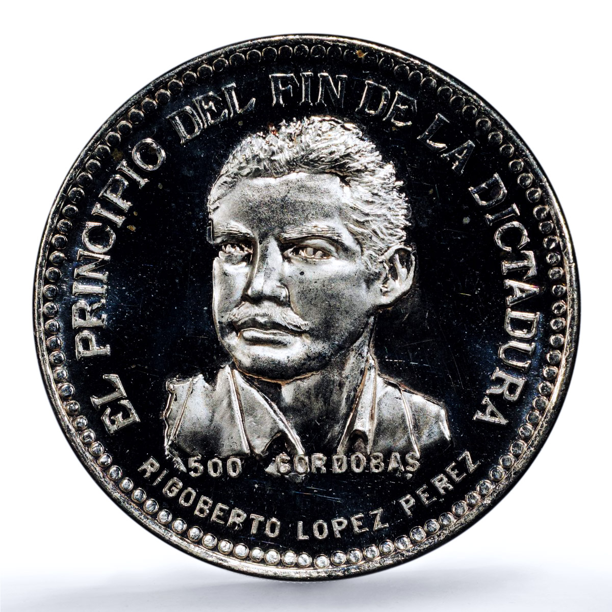 Nicaragua 500 cordobas Rigoberto Lopez Perez KM-47 PR 67 PCGS silver coin 1980