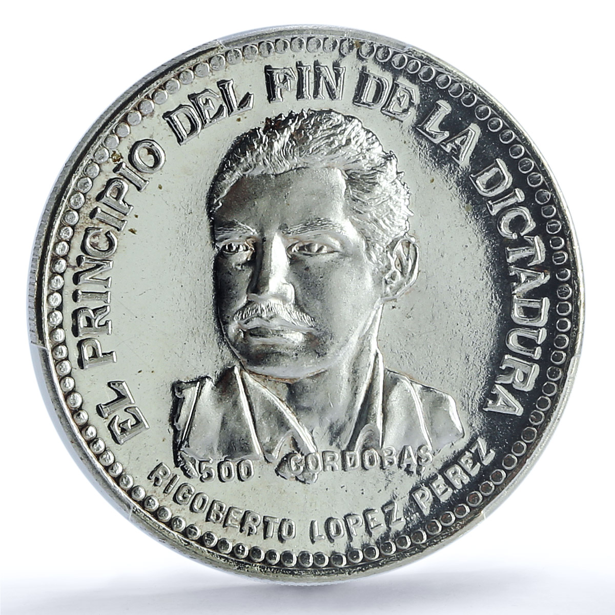 Nicaragua 500 cordobas Rigoberto Lopez Perez KM-47 PR 67 PCGS silver coin 1980