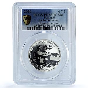 Portugal 7,5 euros Ibero-American Railways KM-917a Trains PR68 PCGS Ag coin 2020