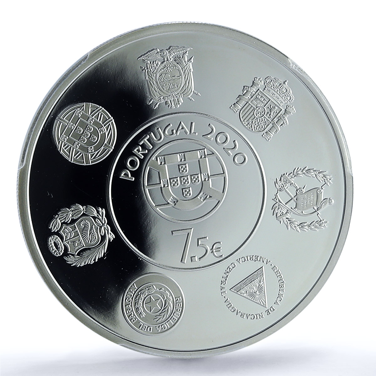 Portugal 7,5 euros Ibero-American Railways KM-917a Trains PR68 PCGS Ag coin 2020